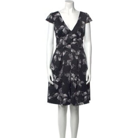 Halston Heritage Floral A-Line Dress - Floral - Black Multi - Picture 1 of 8